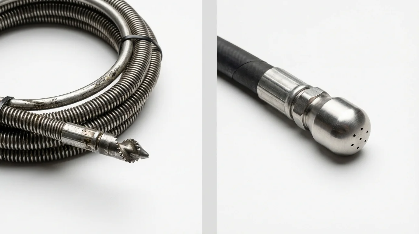 Drain snake cable and hydro jetting nozzle used for drain cleaning in Cave Creek, AZ