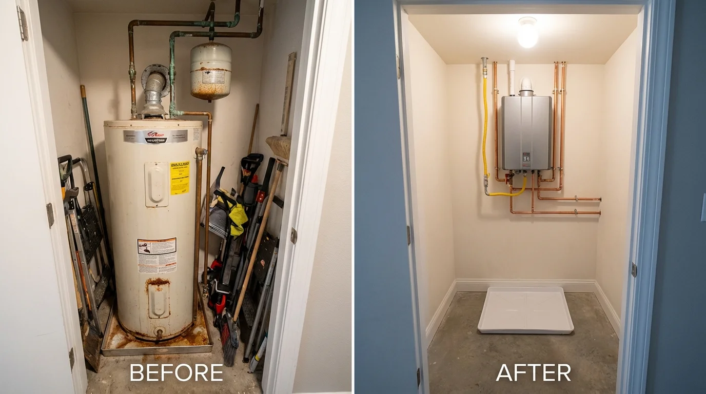 Tank water heater versus wall-mounted tankless unit comparison for Cave Creek, AZ homeowners