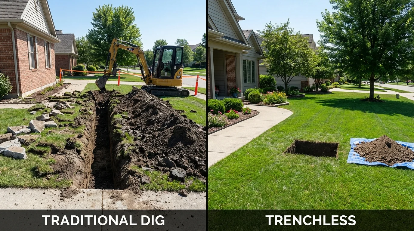 Trenchless sewer repair with minimal yard damage versus traditional excavation in Cave Creek, AZ